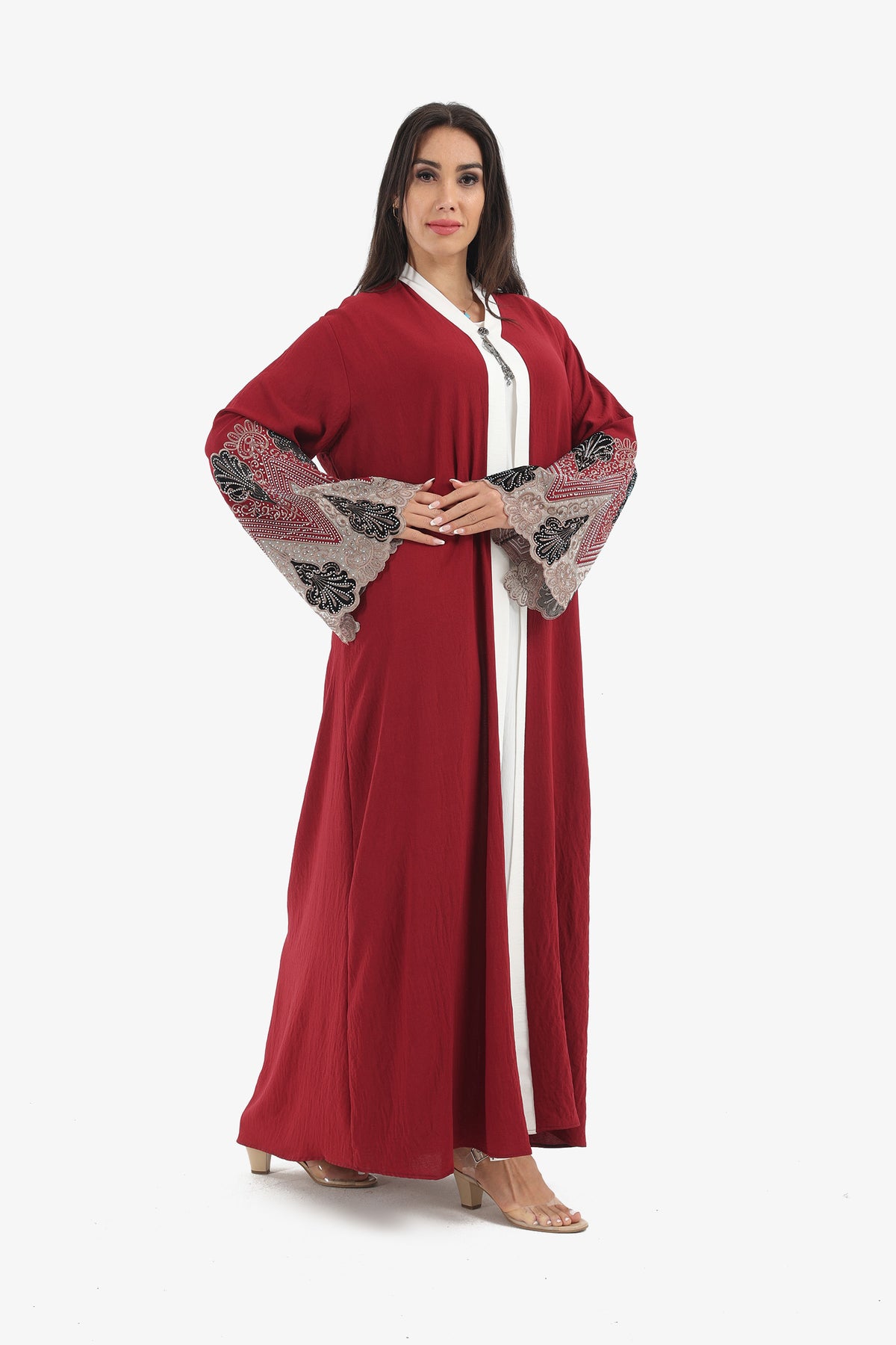 2-Piece Embellished Sleeves Abaya