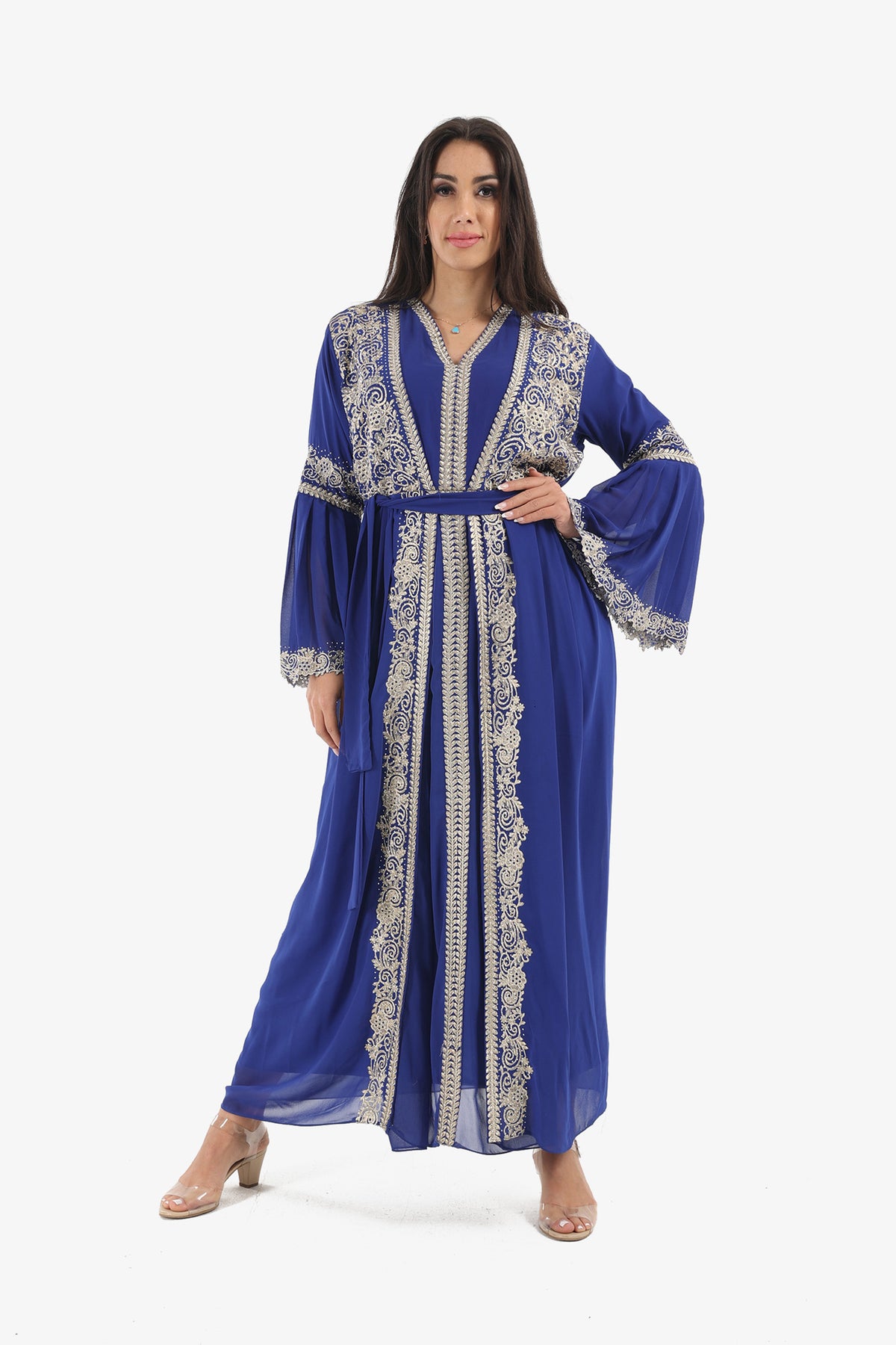 Long Bell Sleeves Embellished Kaftan