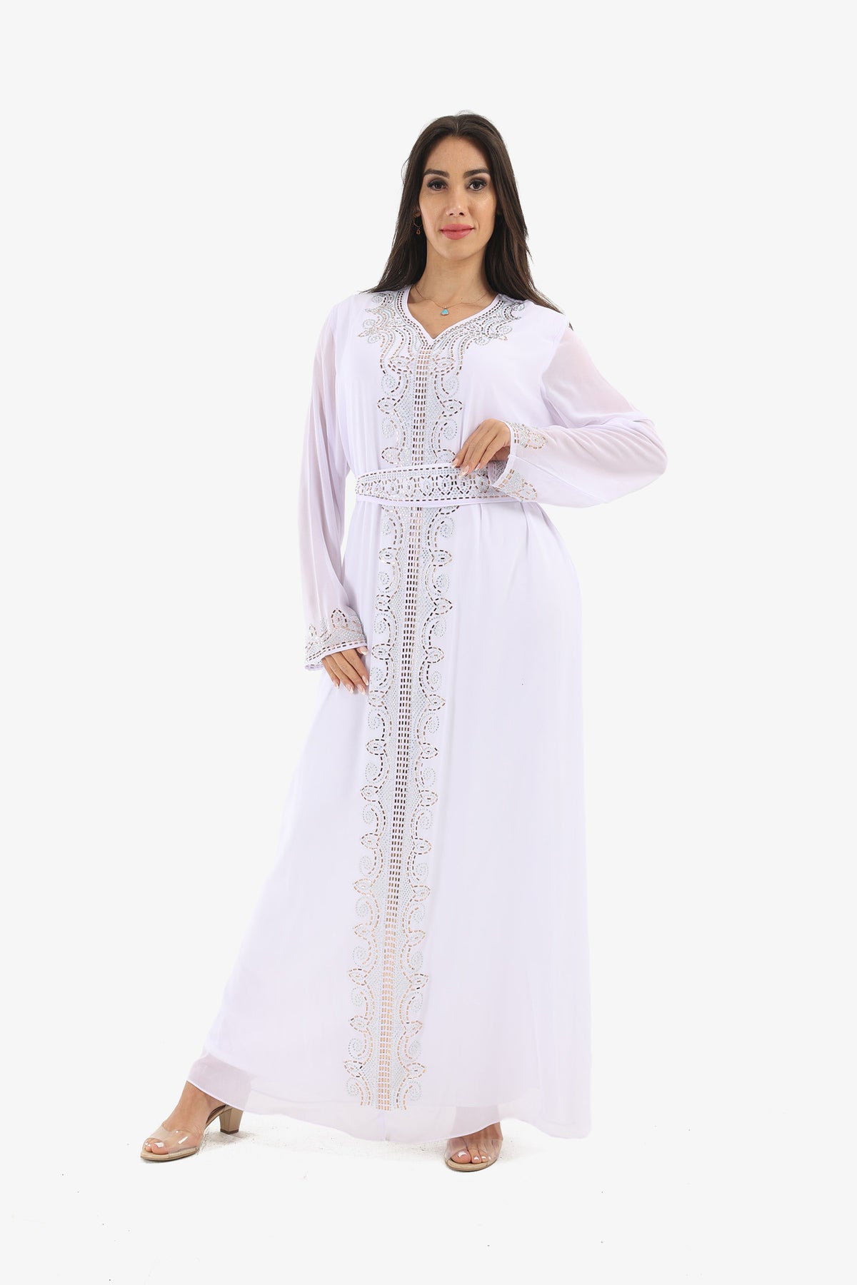 Studded V-neck Moroccan Kaftan