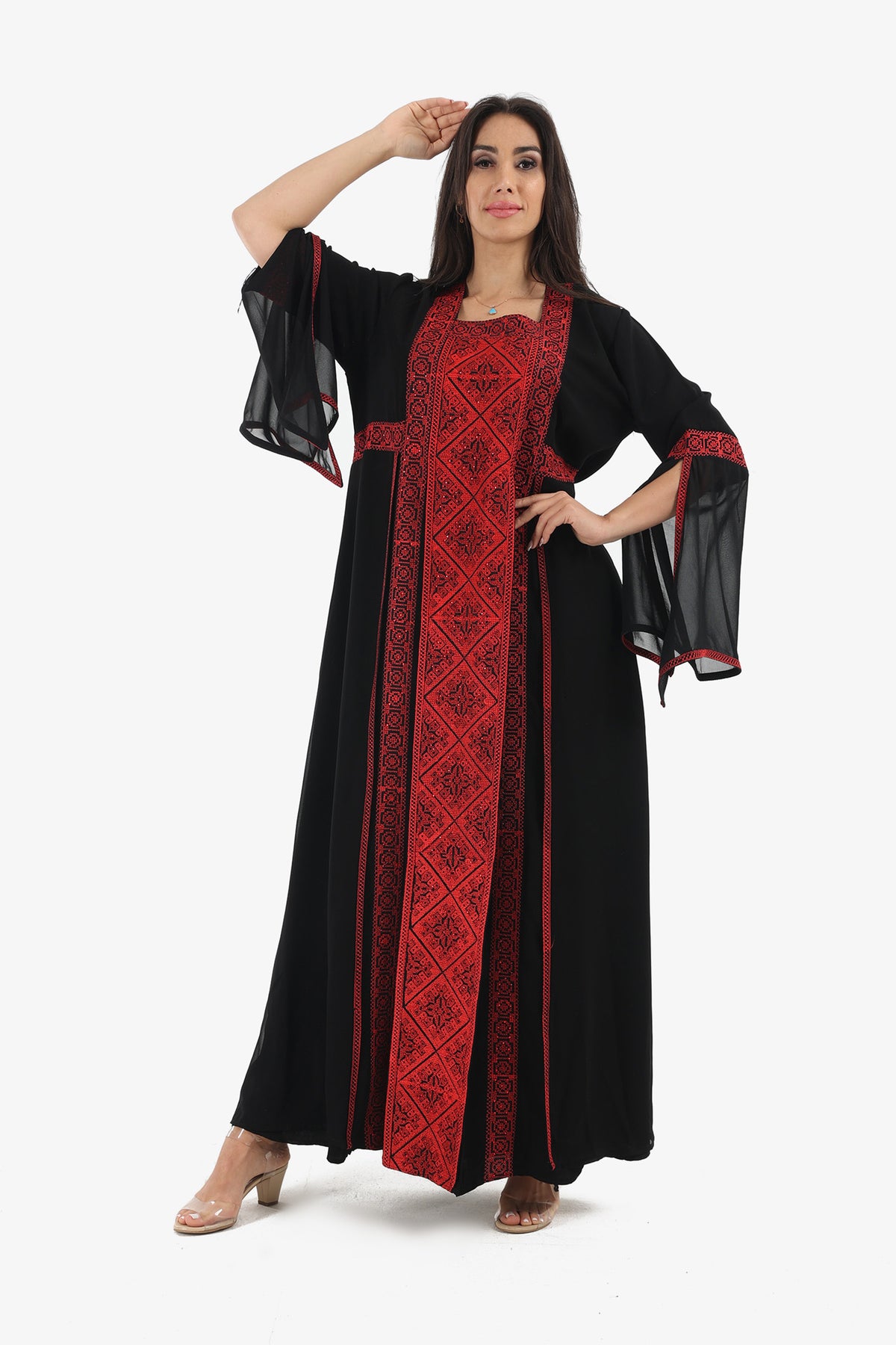 Palestinian Flowy Sleeves Abaya