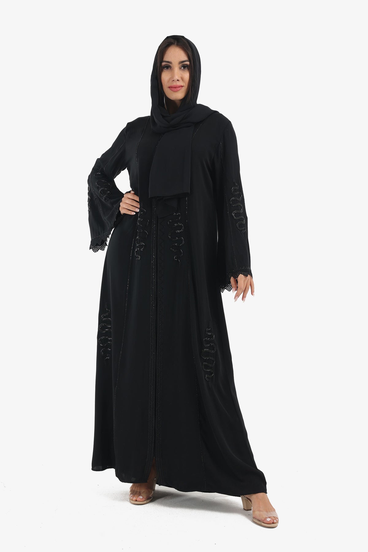 Embellished Abaya with Bell Sleeves