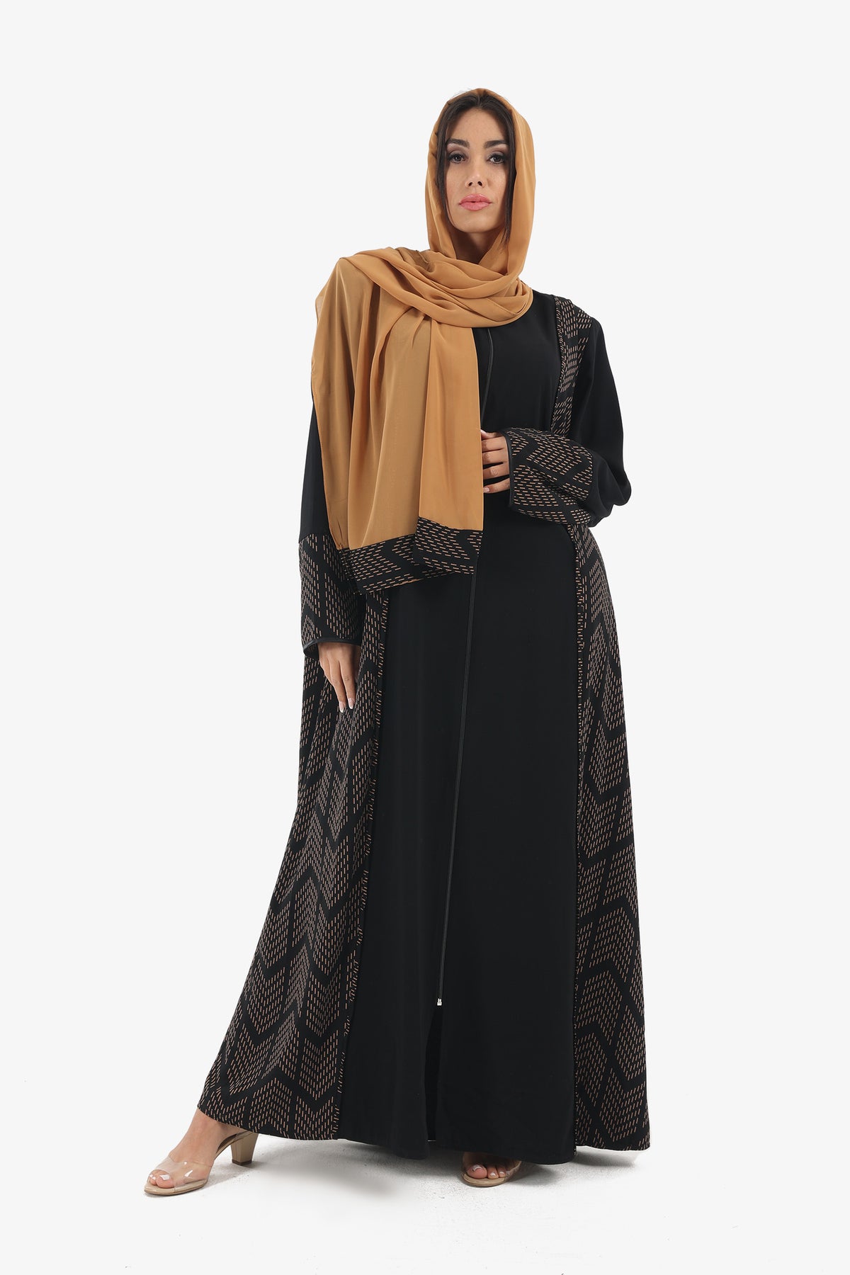 Bi-Tone Zigzag Pattern Abaya