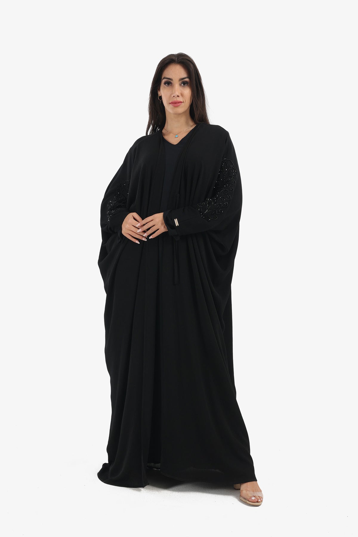 Embroidery Batwing Sleeves Abaya