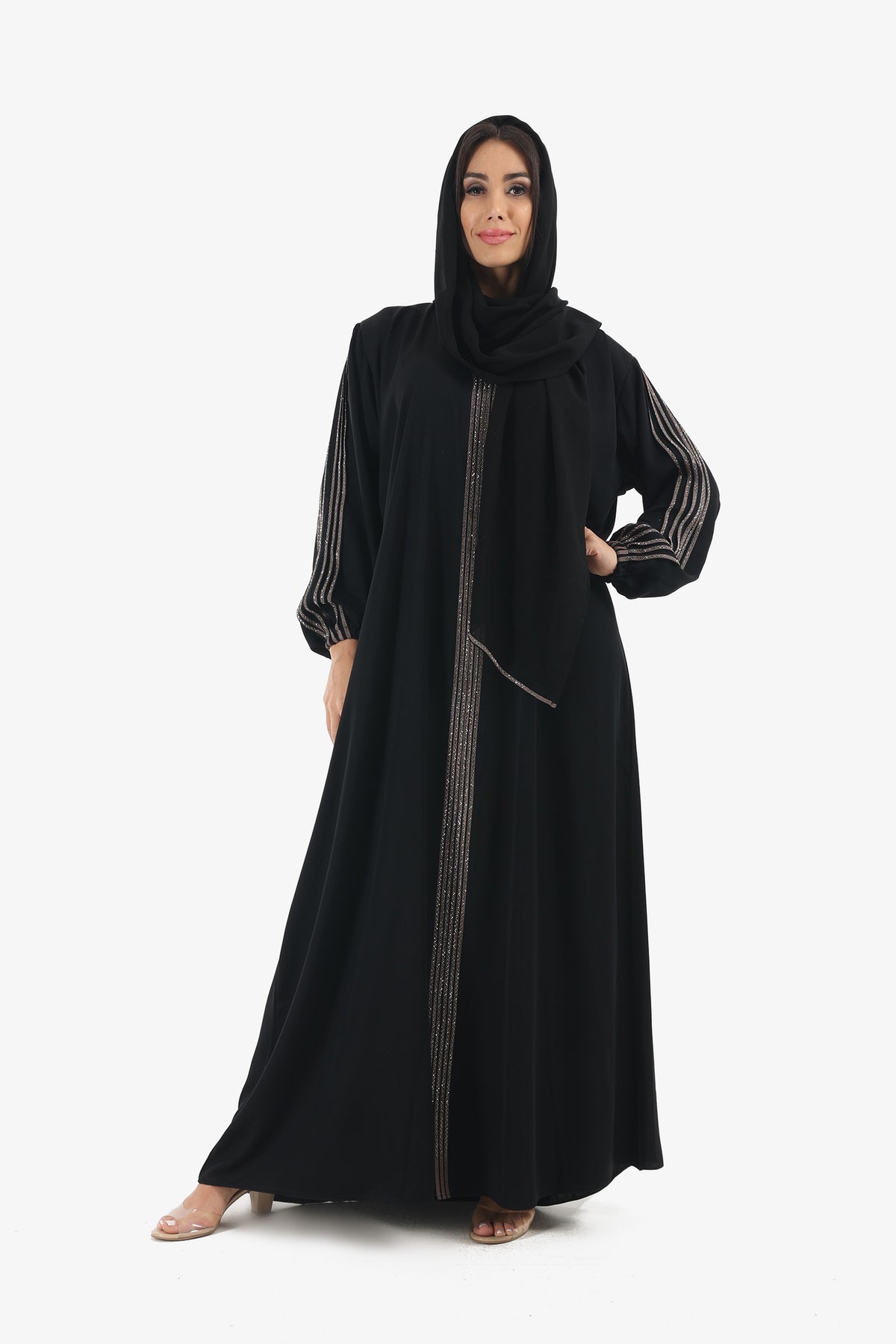 Embellished Stripes Abaya