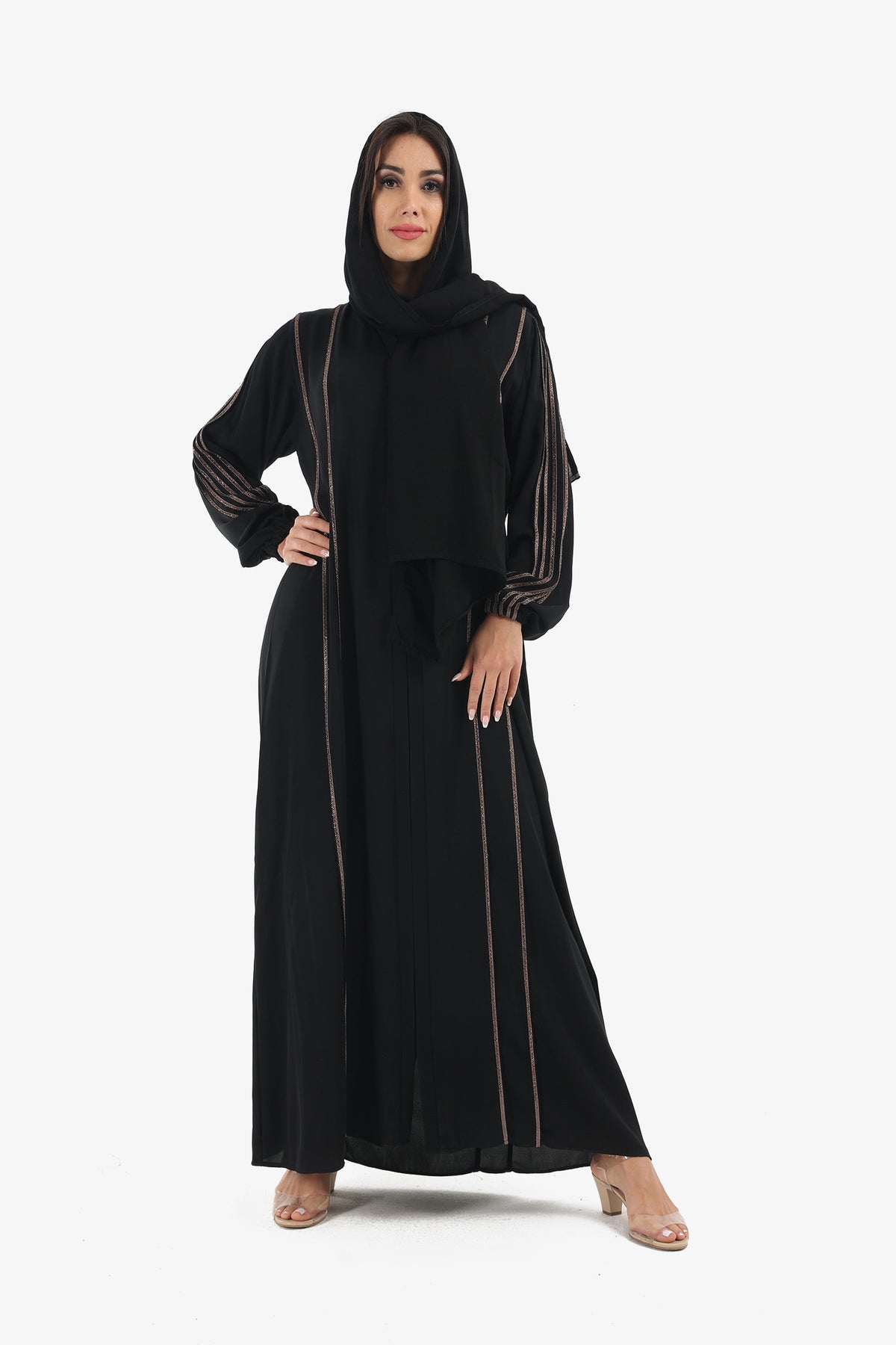 Embellished Stripes Abaya