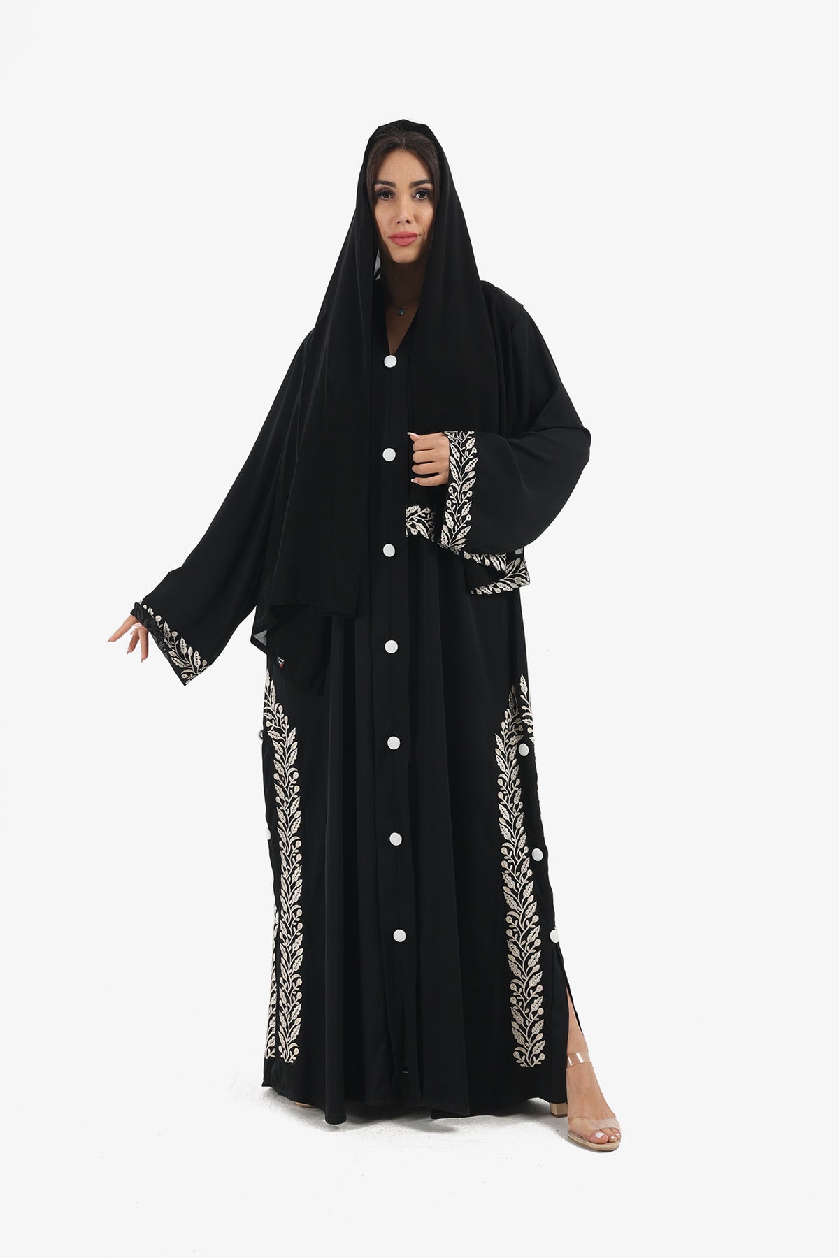 Embroidered Leaves Abaya