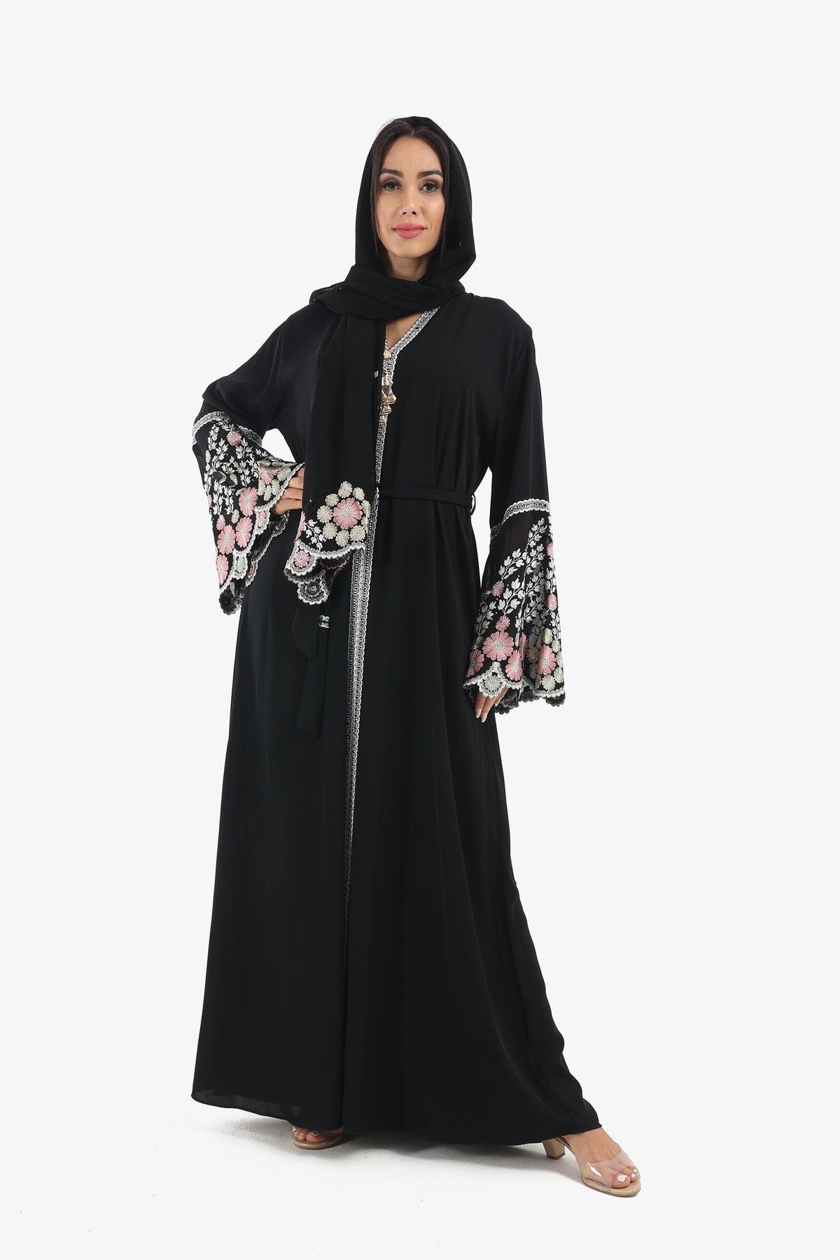 Embroidered Floral Long Sleeves Abaya