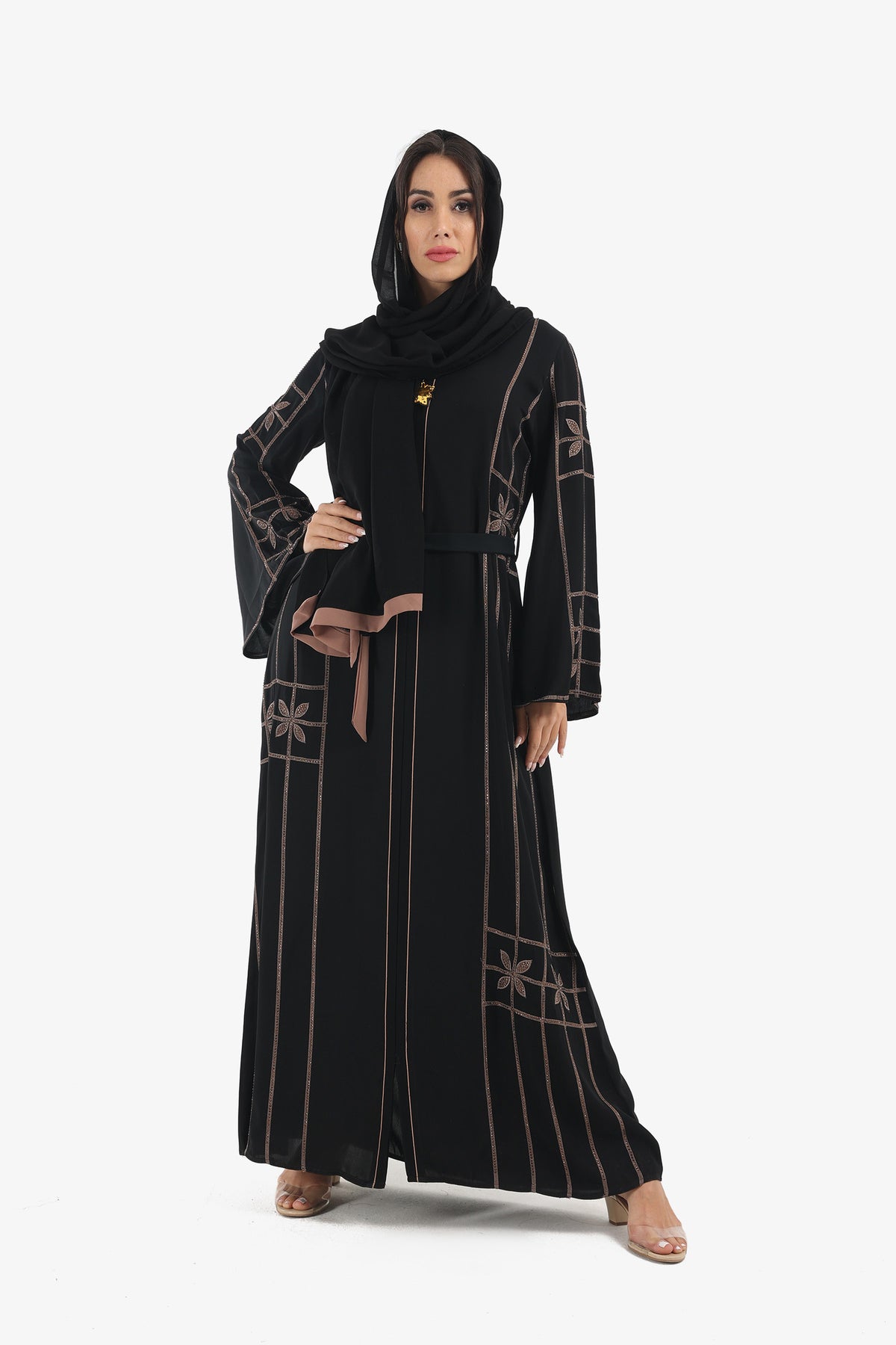 Embellished Leaves Design Abaya